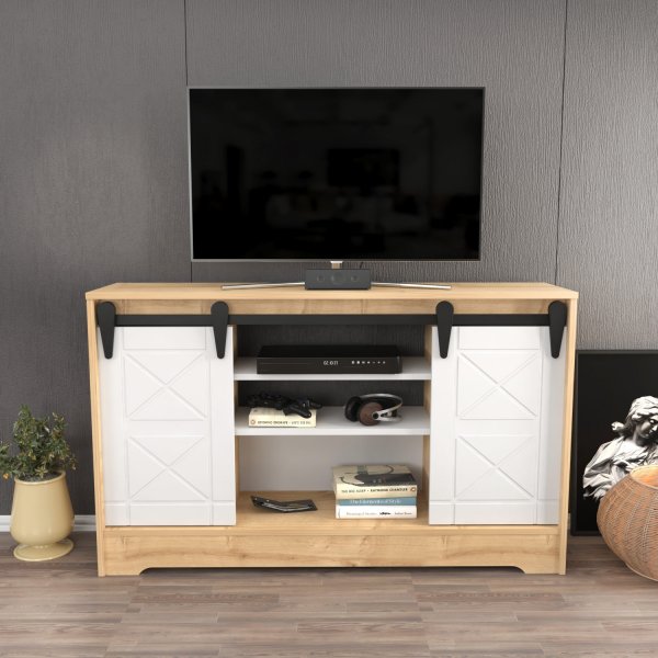 Nisay TV-bänk - Safir ek/vit Nisay TV-bänk - Safir ek/vit