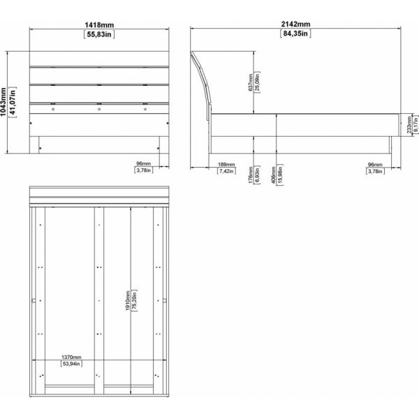 Naia bedframe 137 x 191 cm - Zwart