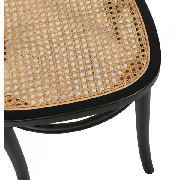 Zwarte stoel met rotan rugleuning en zitting - Tone + Stoel kussen Zwarte stoel met rotan rugleuning en zitting - Tone + Stoel kussen