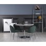 Plaza matgrupp, marmorbord med 4 st Plaza sammetsstolar - Grn/Vit/Krom