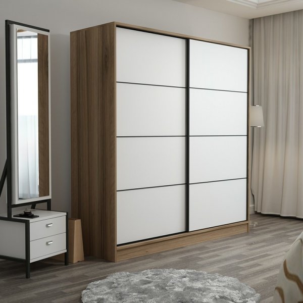 Armoire Kapusta 220x52x210 cm, variante A - Marron/blanc Armoire Kapusta 220x52x210 cm, variante A - Marron/blanc