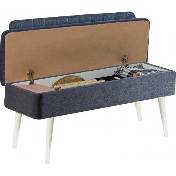 Banc Vina avec dossier - Blanc/bleu fonc