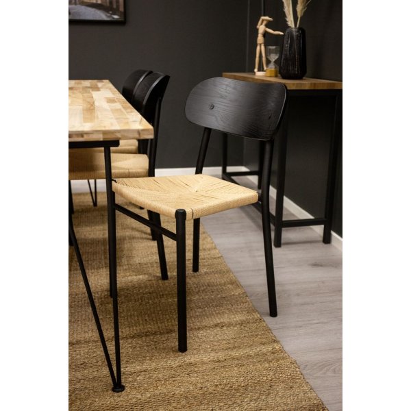 Bridge matstol Svart/naturfiber