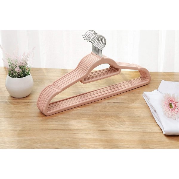 Cintre, velours, 45 cm, paquet de 50 - Rose