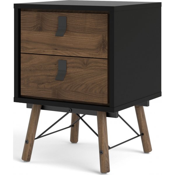 Ry sängbord - Svart/valnöt Ry sängbord - Svart/valnöt
