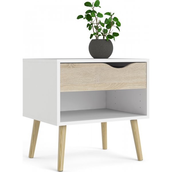 Oslo nachtkastje - Wit/eiken Oslo nachtkastje - Wit/eiken