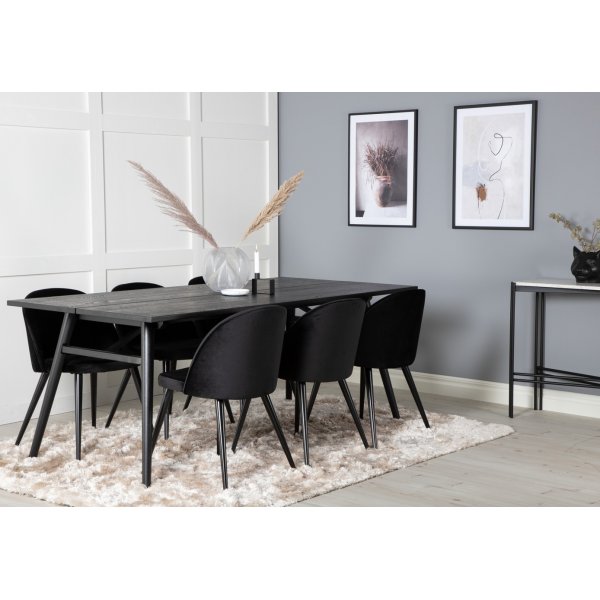 Alice stol - Svart sammet / Svarta ben Alice stol - Svart sammet / Svarta ben