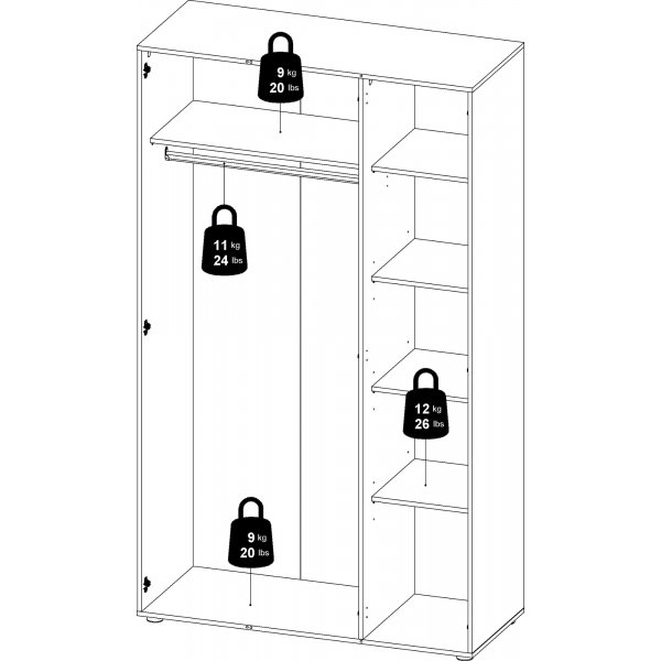 Armoire Pepe à 3 portes - Blanc Armoire Pepe à 3 portes - Blanc