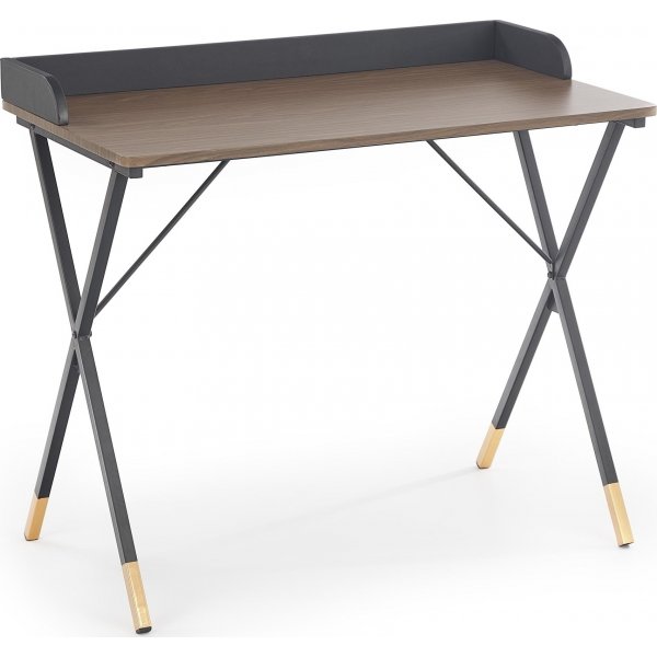 Lachlan skrivbord 90 x 50 cm - Valnt/Svart/Mssing