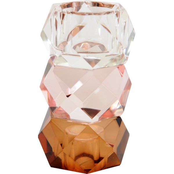 Chanell kandelaar - Helder/roze/amber