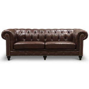 Brackley Chesterfield 3-sits soffa i läder