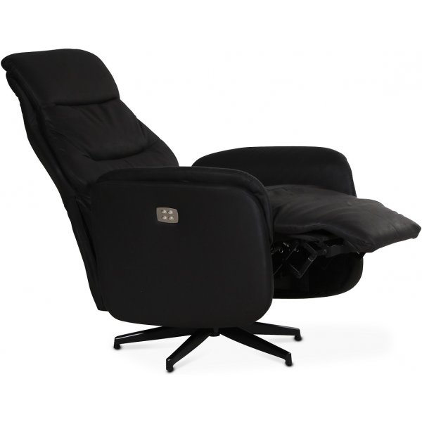 Comfort Saga (el) reclinerfåtölj med inbyggt fotstöd - Svart ecoläder Comfort Saga (el) reclinerfåtölj med inbyggt fotstöd - Svart ecoläder