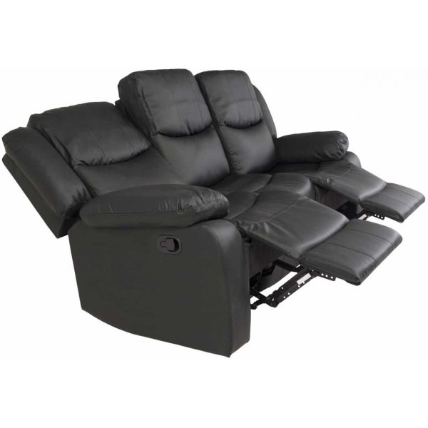 Mozart 3-sits Reclinersoffa - Svart PU