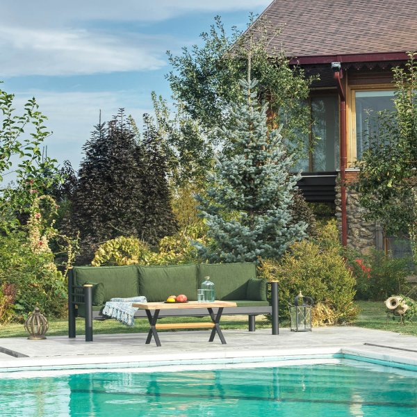 Kappis 3-sits utesoffa - Svart/grn