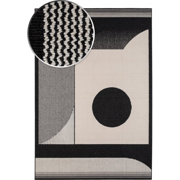 Tapis tiss plat moderne Venus Noir/Blanc
