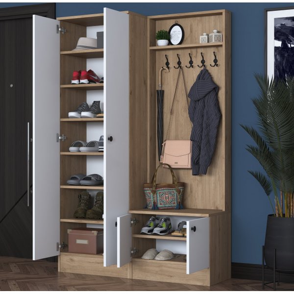 Mendy hallmbel 120 cm - Valnt/vit