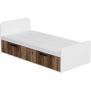 Lit simple Newra 190 x 90 cm - Noyer clair/blanc