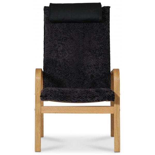 Frank ftlj i frskinn Canberra charcoal - Oljad ek + Textilrengring fr mbler