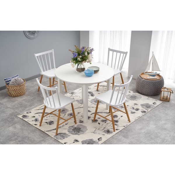 Matbord vitt förlängningsbart 102-142 cm + Möbeltassar Matbord vitt förlängningsbart 102-142 cm + Möbeltassar