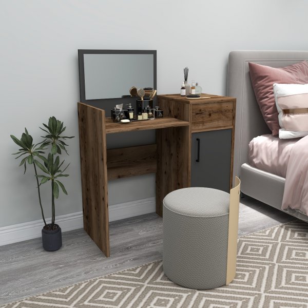 Sedef sminkbord 85,4 x 40 cm - Ljus valnöt/antracit Sedef sminkbord 85,4 x 40 cm - Ljus valnöt/antracit