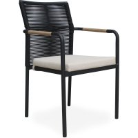 Skanör karmstol i svart rep - Svart/Teak Skanör karmstol i svart rep - Svart/Teak