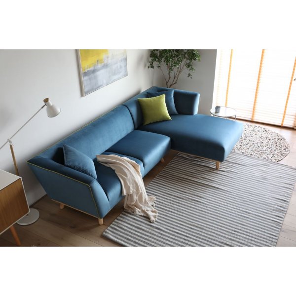 Divansoffa bl med runda trben - Hansa