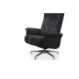 Reclinerftlj med fotpall i kta frskinn svart/mrkgr - Ulla + Textilskydd fr mbler