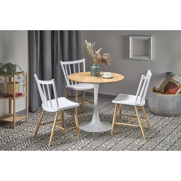 Sumner matbord Ø80 cm - Ek/vit + Möbeltassar Sumner matbord Ø80 cm - Ek/vit + Möbeltassar