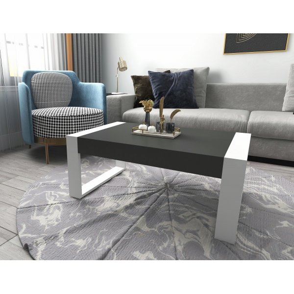 Retro soffbord 90 x 50 cm - Vit/antracit Retro soffbord 90 x 50 cm - Vit/antracit