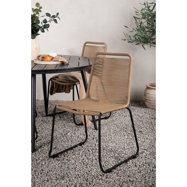 Break utematgrupp med 4 st Lindos stolar - Svart/Latte