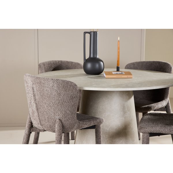 Matbord Lanzo med 4 st Astoria stolar - Brun/beige + 3.00 x Mbeltassar