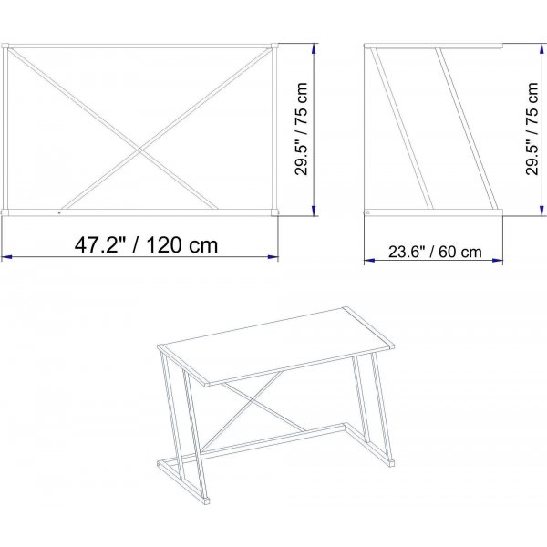 Anemon skrivbord 120x60 cm - Vit/guld