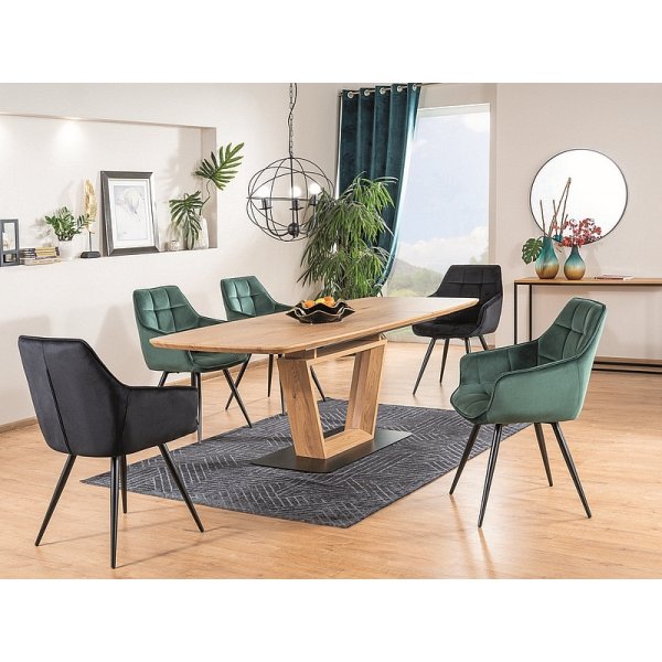 Table à manger Santiago 160-220 cm - Chêne/noir Table à manger Santiago 160-220 cm - Chêne/noir