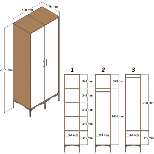 Armoire Kumsal 1 Noyer/blanc Armoire Kumsal 1 Noyer/blanc