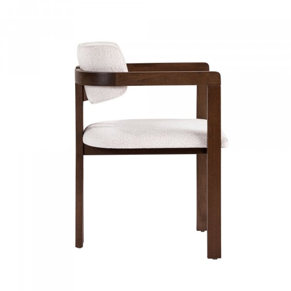 Karmstol Torpin i vit chenille och m�rk valn�t