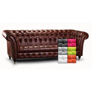 Canap Chesterfield Tsar 3 places en tissu - N'importe quelle couleur !