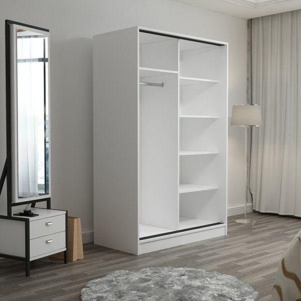 Armoire Kapusta 120 cm - Blanc/pierre