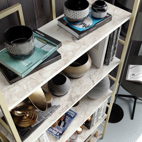 Tinleys bokhylla - Guld/vit