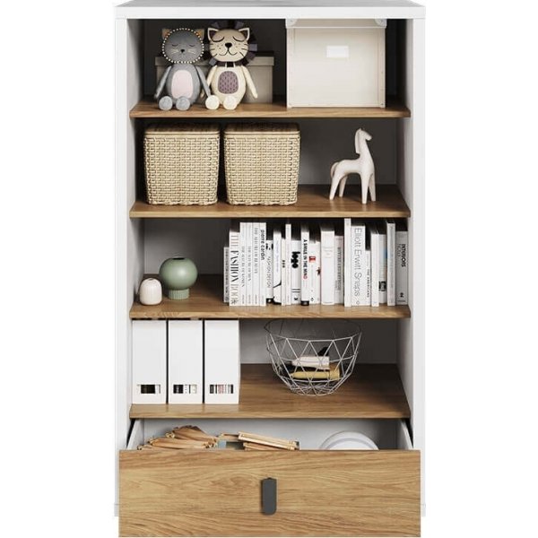 Simi boekenkast 85 cm - Wit/hickory Simi boekenkast 85 cm - Wit/hickory