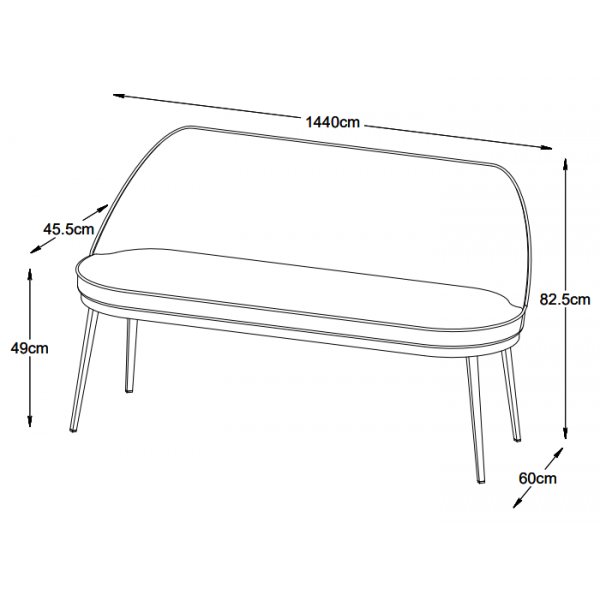 Seal 2-zitsbank in zwart PU Seal 2-zitsbank in zwart PU
