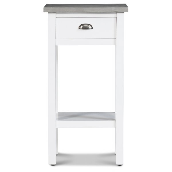 Sngbord 75 cm hgt vitt cement topp