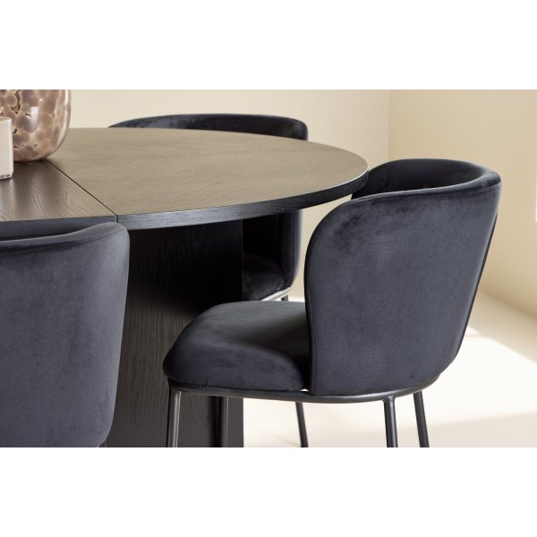 Matbord Strada med 6 st Edina stolar - Svart + 6.00 x Stolsdyna