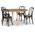 Groupe de repas Omni, table  manger ronde 130 cm avec 4 chaises en bois courb noir Tony - Whitewash