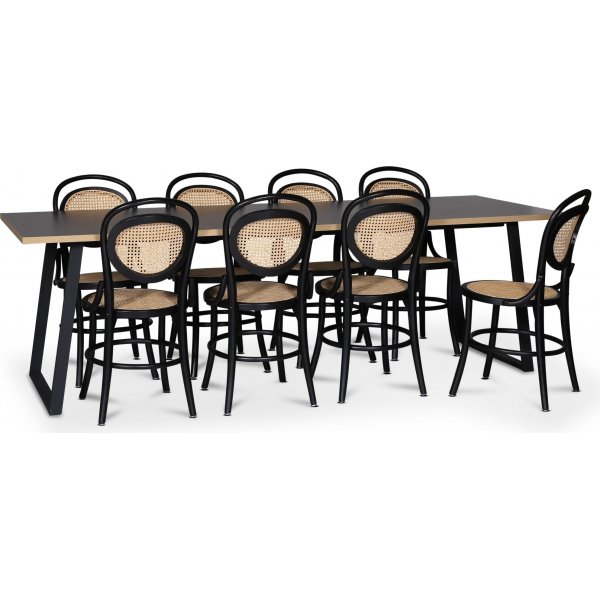 Edge 3.0 matgrupp 240x90 cm inkl 8 st svarta Alicia stolar bjtr - Gr Hgtryckslaminat (HPL)