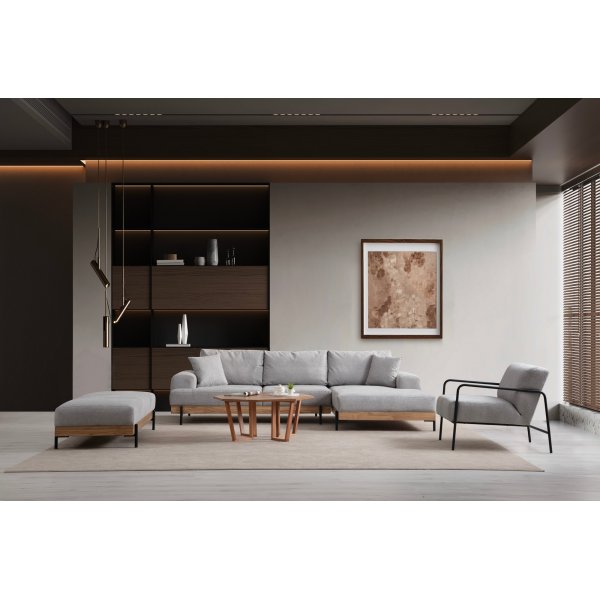 Canapé Eti divan droit - Gris/chêne Canapé Eti divan droit - Gris/chêne