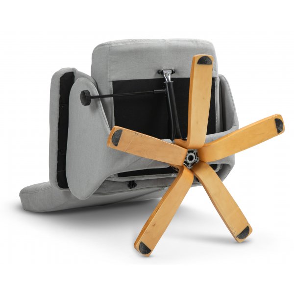 Fauteuil réglable Duva avec repose-pieds et rangement - Tissu gris et pieds en bois Fauteuil réglable Duva avec repose-pieds et rangement - Tissu gris et pieds en bois