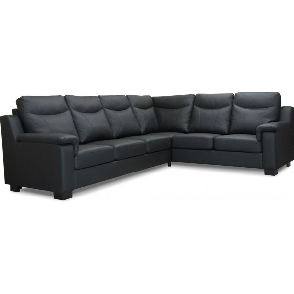 Atlas hrnsoffa med hg rygg (5 personer) - Svart (PU)