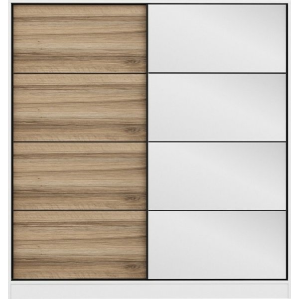 Kapusta kledingkast met spiegeldeur, 180 cm - Wit/bruin