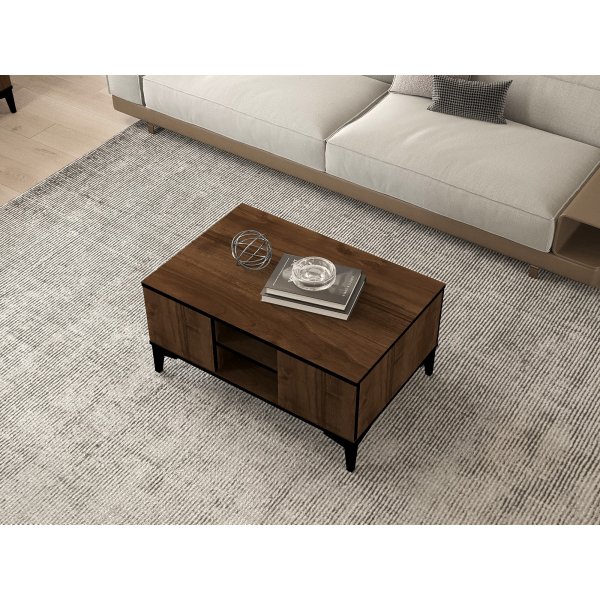 Table basse Gediz 90 x 90 cm - Noyer/noir