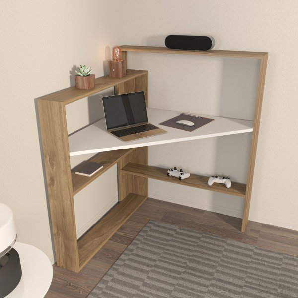 Bureau d\\\'angle Ripa Noyer/blanc - 93,6 x 93,6 cm Bureau d\\\'angle Ripa Noyer/blanc - 93,6 x 93,6 cm